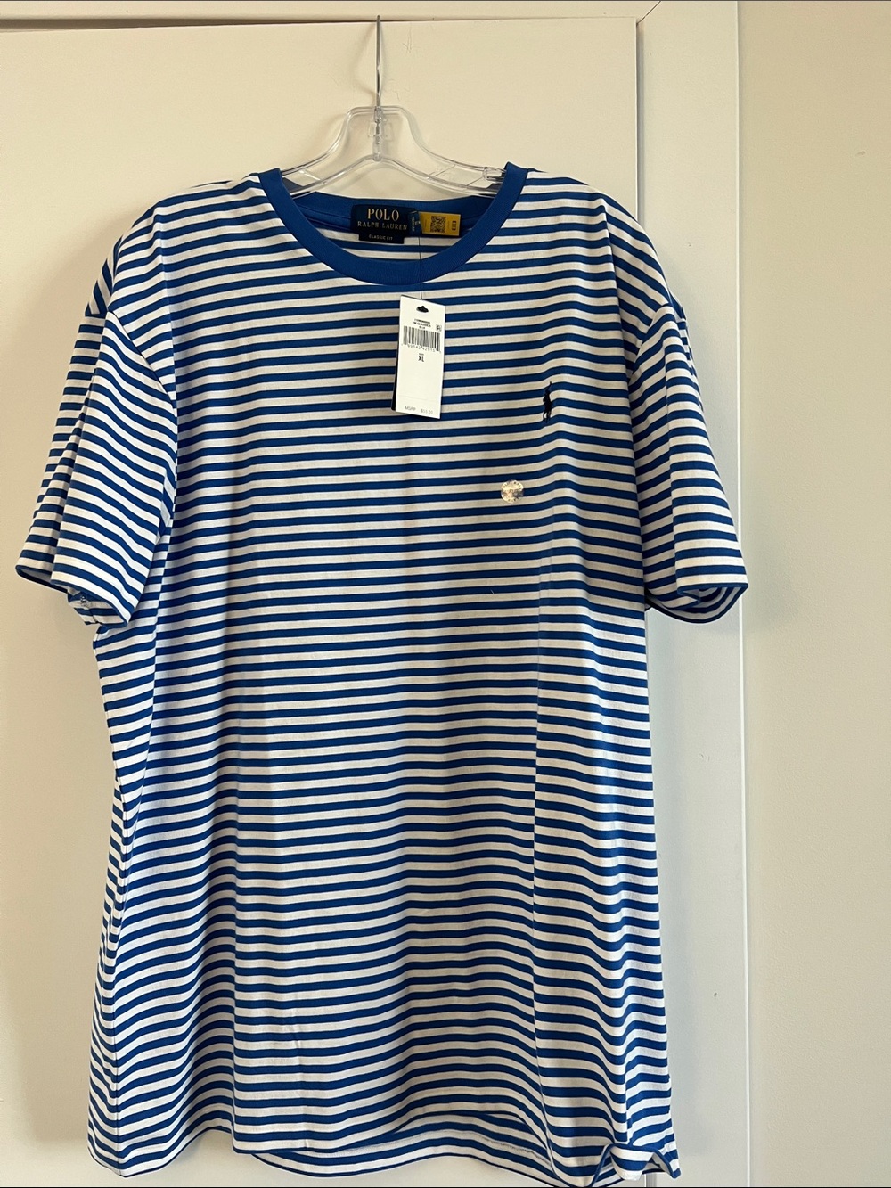 Polo by Ralph Lauren Blue & White Striped Pocket Tee